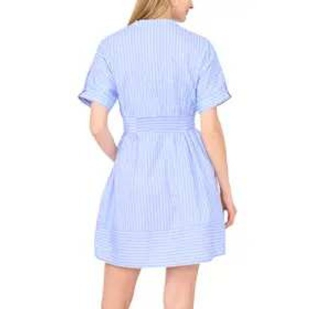 Ted Baker NWT Striped V-Neck Mini Dress Short Sleeve Cinched Waist  Fit Flare